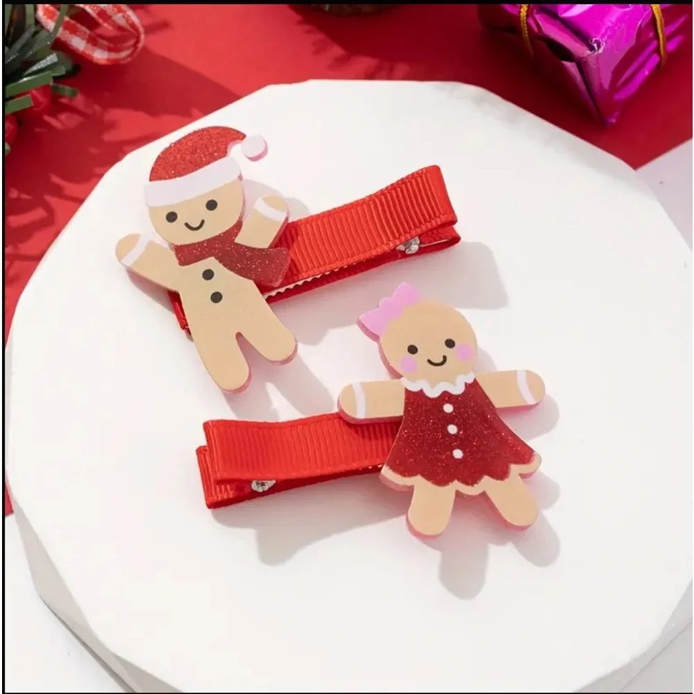(2) Gingerbread Hair Clips New